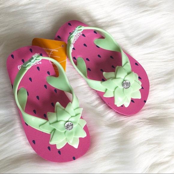 GYMBOREE Pink and Black Design Sandals Flip Flops Shoes Size 9//10 11//12 NEW